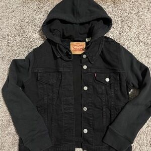 Levi's Women’s Black Denim Jacket Hoodie